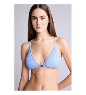 Defacto Regular Fit Kırışık Dokulu Mavi Kadın Bikini Üstü E0205AX/BE552
