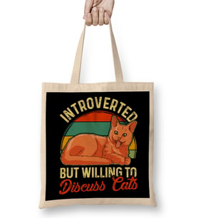 Funny Introverted But Willing To Discuss Cats Bez Çanta Uzun Saplı
