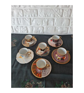 Karma Kesimli Set 6 Kişilik Türk Kahve Fincanı Seti