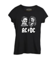 AC Tesla vs. DC Edison Siyah Kadın Tshirt