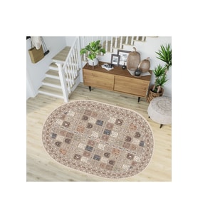 Eliana Home Baskılı, Yıkanabilir Kaymaz Taban Oval Halı TYC00515951950 100x150 cm (Kahverengi)