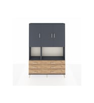 Arges Dolap 6 Raflı 6 Çekmeceli 3 Kapaklı 132x30x195 Antrasit-Antrasit/Çam
