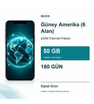 Güney Amerika (6 Alan) eSIM İnternet Paketi 50 GB 180 Gün