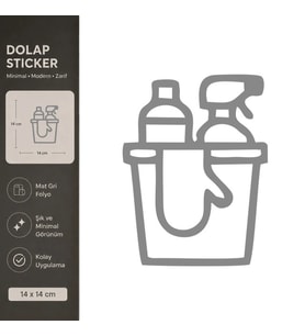 Temizlik Malzemeleri Mat Gri Dekoratif Folyo Sticker 14x14 cm