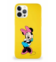 Apple iPhone 12 Pro Max Soft Premier Kapak Minnie Mouse-D Tasarımlı Silikon Kılıf - Sarı (Şeffaf)