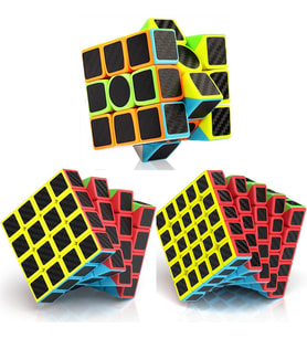3 SET VIP PROFESSIONAL QY SPEED CUBE CORBON FİBER CUBE VIP 3LÜ SET 3X3 4X4 5X5 ZEKA KÜPÜ RUBİKS CUBE