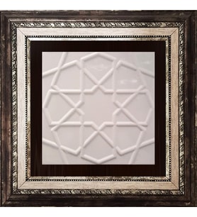 Armada Çini 20x20 Cm Rölyefli Beyaz Selçuklu Yıldız Deseni Çini Pano