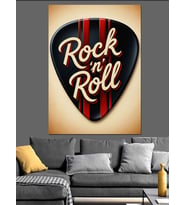 Kalp Şekli Rock'N Roll Dekoratif Kanvas - Mdf Ahşap Tablo