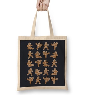 Gingerbread Man Ninjas Christmas Bez Çanta Uzun Saplı