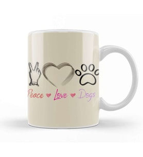 Fashion   Peace Love Dogs Funny Summer Female Kupa Bardak Porselen