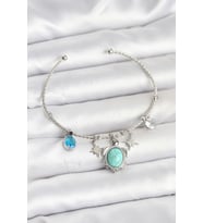Caretta Caretta Charmlı Gümüş Renk Kadın Bileklik TJ-BB8034