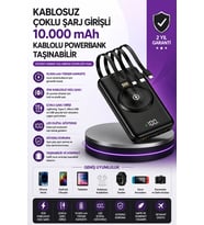Kablolu ve Kablosuz Şarj Destekli Çoklu Cihaz Uyumlu Powerbank