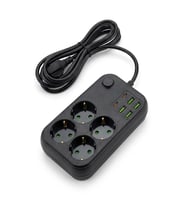 Çoklu Priz Uzatma Kablosu 4 Soket + 4 USB + 2 Type-C – Termal Akım Korumalı, Isıya Dayanıklı, Çocuk Korumalı Güvenli Priz 100-250V (5343)