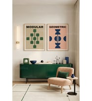 Modern Geometrik Sanat 2'li Ahşap Çerçeveli Tablo Seti