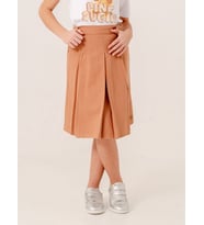 Kız Çocuk Gabardin Pileli Keten Etek 2958 (Bej)
