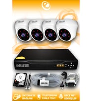 ELITCAM 4 Kameralı Dome 4 İç Kamera Set 2 TB HDD Full HD Gece Görüşlü Güvenlik Kamerası Sistemi