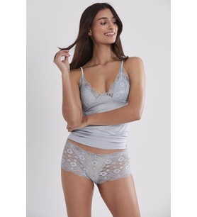 Kadın Dantelli Penye Atlet Külot / Kaşkorse Set - 332 Mist
