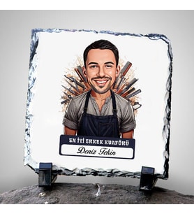 Kişiye Özel Hediye Karikatürlü En İyi Erkek Kuaför Dekoratif Taş