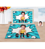BK Gift Kişiye Özel Erkek Halterci Karikatürlü 1000 Parça Profesyonel Puzzle-1