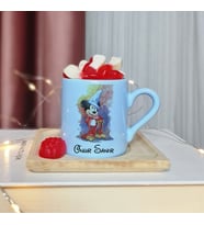 Mickey Mouse Tasarımlı Kişiye Özel Mavi Türk Kahvesi Fincan