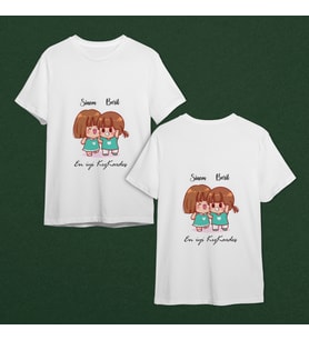 Kız Kardeş Tasarımlı Tişört Kişiye Özel ( Unisex - Büyük - Çocuk )