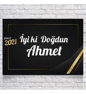 Gold Temalı Doğum Günü Afişi 35X50 cm