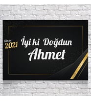 Gold Temalı Doğum Günü Afişi 35X50 cm