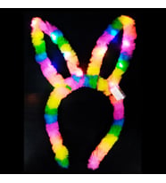 RENKLİ TÜYLÜ IŞIKLI TAVŞAN TACI RENKLİ IŞIKLI TAÇ PARTİ TACI KONSER ŞENLİK TACI HEAD BAND COLORS LED