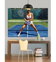 Tenis Kortu Sporcu Kadın Dekoratif Kanvas - Mdf Ahşap Tablo