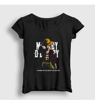 Presmono Kadın Siyah King Luffy Anime One Piece T-Shirt 135499tt