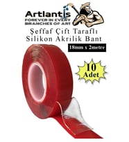 Çift Taraflı Bant Silikonlu Süper Güçlü Çivisiz Montaj Bandı 10 Adet 18mm x 2 metre Extra Yüksek Mukavemetli (Renksiz)