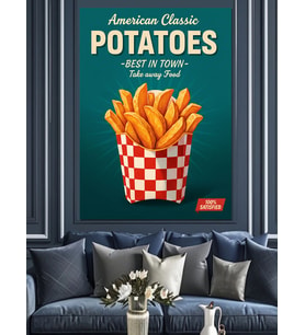 Patates Kızartması Retro Poster Dekoratif Kanvas - Mdf Ahşap Tablo