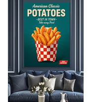 Patates Kızartması Retro Poster Dekoratif Kanvas - Mdf Ahşap Tablo
