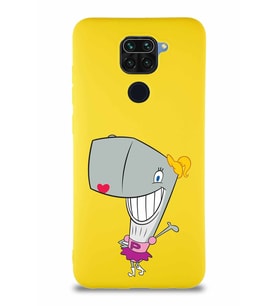 Xiaomi Redmi Note 9 Soft Premier Kapak Pearl Yengeç Tasarımlı Silikon Kılıf - Sarı (Şeffaf)