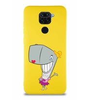 Xiaomi Redmi Note 9 Soft Premier Kapak Pearl Yengeç Tasarımlı Silikon Kılıf - Sarı (Şeffaf)