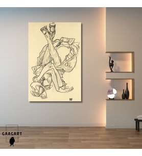 Tekli Dikey Kanvas Egon Schiele Girl Lying On Her Back With Crossed Arms