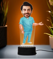 Doğum Günü Hediyesi,Sevgiliye Hediye, Kişiye Özel Fotoğraflı Doktor Karikatür 3D Led Lamba (Beyaz)