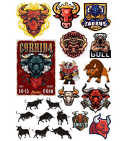 Boğa Sticker Set-8 17 Parça Telefon, Tablet, Defter, Laptop Sticker