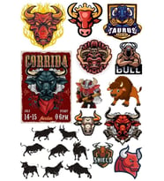 Boğa Sticker Set-8 17 Parça Telefon, Tablet, Defter, Laptop Sticker