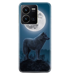 Vivo Y22 Kılıf Resimli Desenli Silikon Platinium Series Moon Wolf 1820