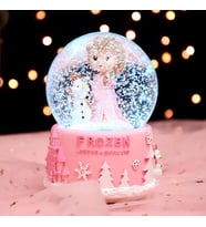 Pembe Frozen Işıklı Müzikli Büyük Boy Kar Küresi