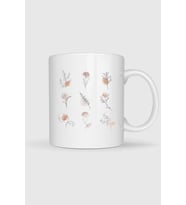 Flowers Line Art Botanical Watercolor Tasarımlı Kupa Bardak