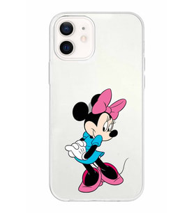 Apple iPhone 12 Mini Uyumlu Kapak Minnie Mouse Tasarımlı Şeffaf Silikon Kılıf