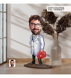 BK Gift Kişiye Özel Doktor Karikatürlü Büyük Boy Ahşap Biblo-5 Arkadaşa Hediye , Sevgiliye Hediye, Kişiye Özel Biblolar