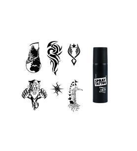 Tribal Felsefik Spray Tattoo Geçici Dövme Seti Dark Siyah Sprey