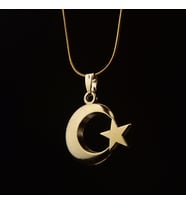 Ay Yıldız Sarı Çelik Kadın Kolye Takı Aksesuar