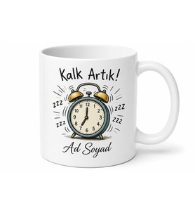 Sabahları Uyandırılamayan Kardeşe Özel Alarm Çizimli Kupa Bardak Hediye