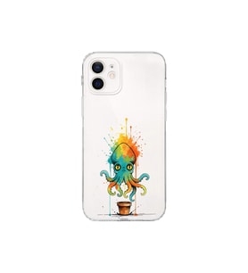iPhone 12 Mini ile uyumlu Splash ahtapot tasarımlı şeffaf silikon kılıf