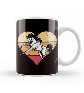 Heart Horse Fan Equestrian Sport Horses Riding Saddle Stable Kupa Bardak Porselen