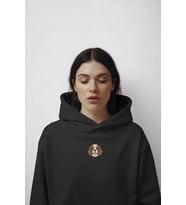 Cavalier King Charles Baskılı Siyah Kadın Hoodie – Oversize Kapüşonlu Sweatshirt
